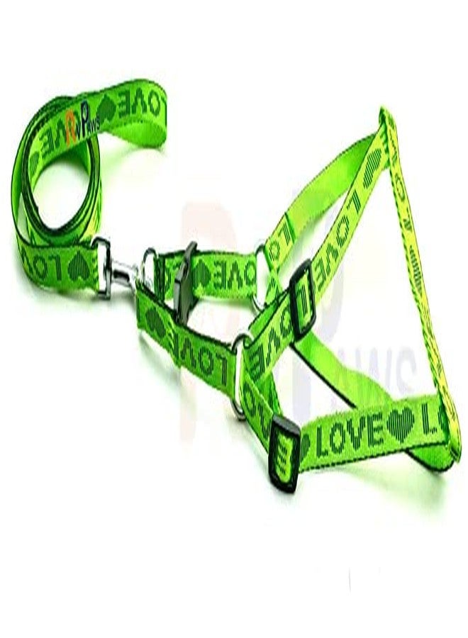 Pups&Pets Combo 15 MM Nylon Love Printed Harness and Adjustable Leash Set | 0.5 Inch Harness Set Dogs and Puppies (Light Green) - Image 4